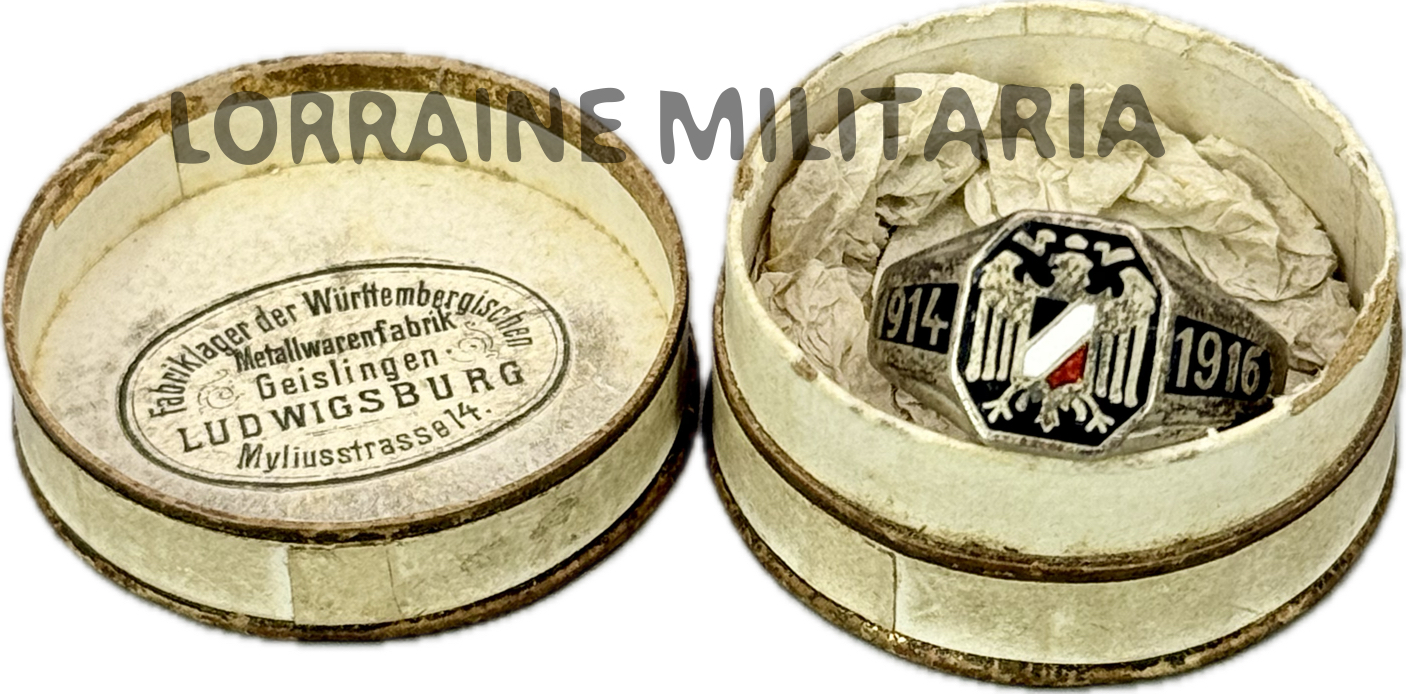 militaria : BAGUE ALLEMANDE AIGLE IMPERIAL 1914-1916 AVEC BOITE
