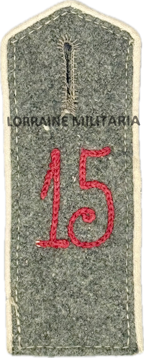 militaria : PATTE D'EPAULE MODELE 1915 DE BLUSE DU 15 IÈME REGIMENT D'INFANTERIE