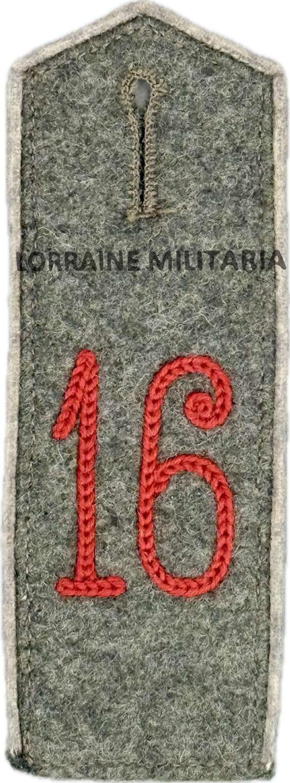 militaria : PATTE D'EPAULE MODELE 1915 DE BLUSE DU 16 IÈME REGIMENT D'INFANTERIE
