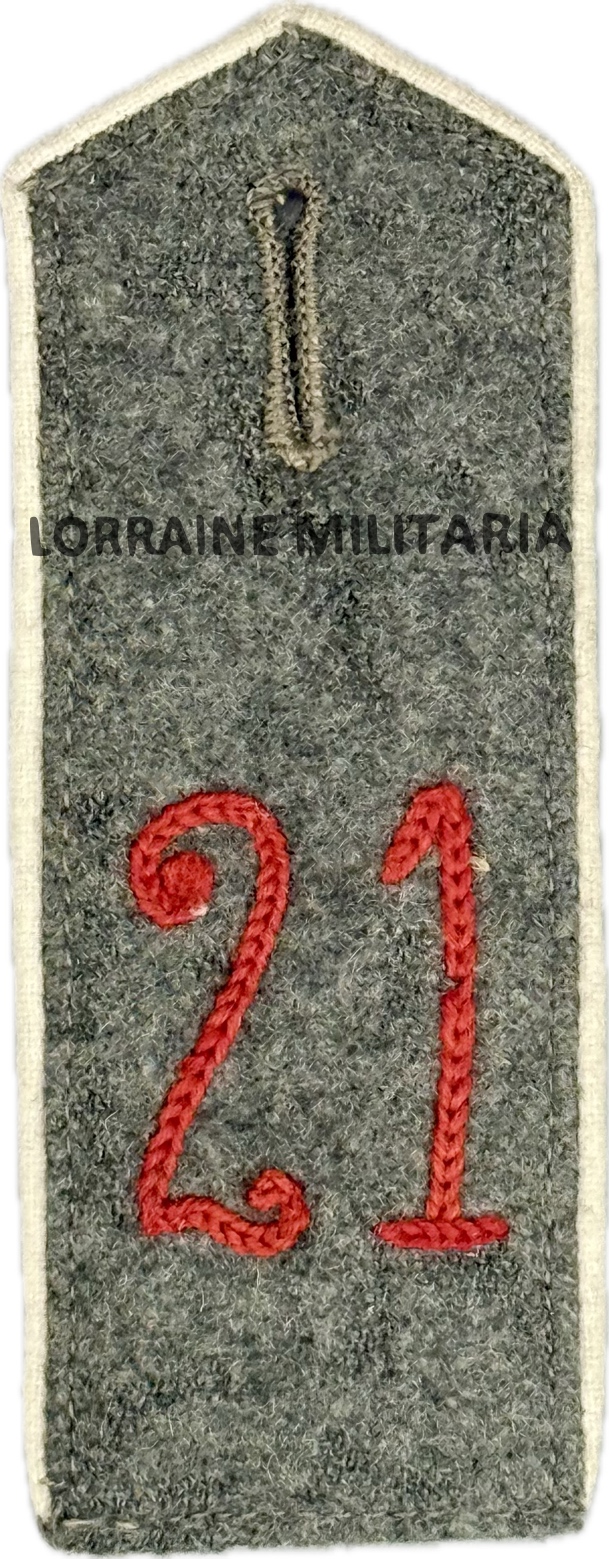 militaria : PATTE D'EPAULE MODELE 1915 DE BLUSE DU 21 IÈME REGIMENT D'INFANTERIE