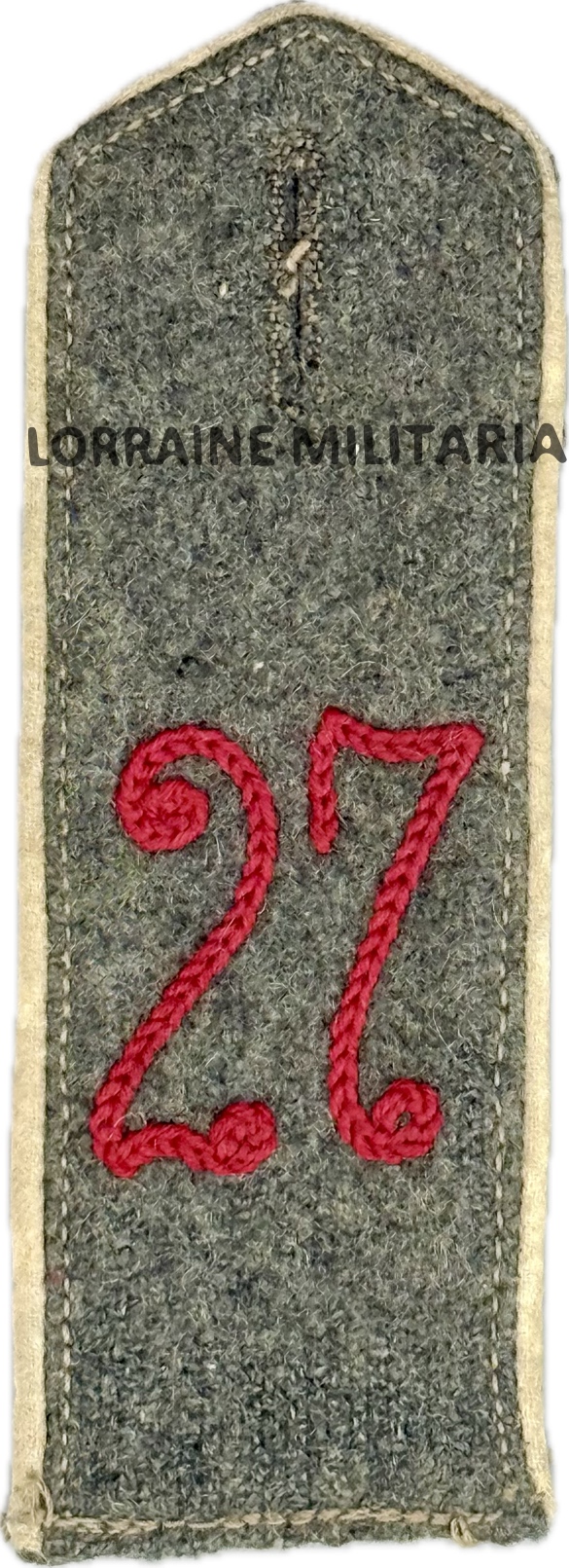 militaria : PATTE D'EPAULE MODELE 1915 DE BLUSE DU 27 IÈME REGIMENT D'INFANTERIE