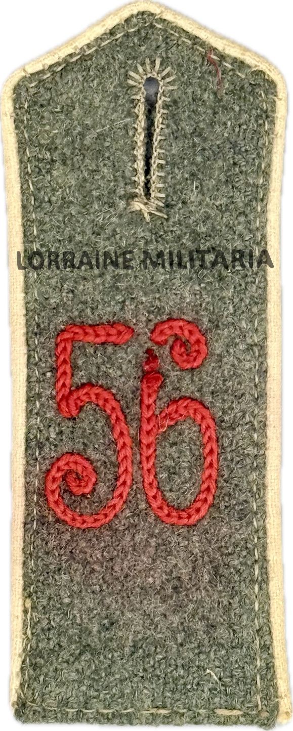 militaria : PATTE D'EPAULE MODELE 1915 DE BLUSE DU 56 IÈME REGIMENT D'INFANTERIE