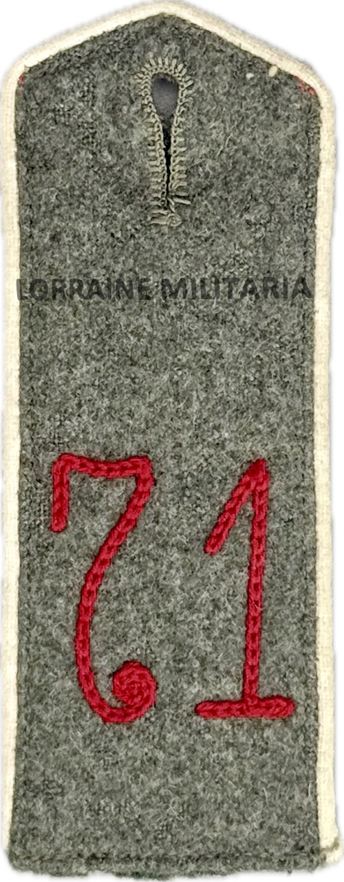militaria : PATTE D'EPAULE MODELE 1915 DE BLUSE DU 71 IÈME REGIMENT D'INFANTERIE