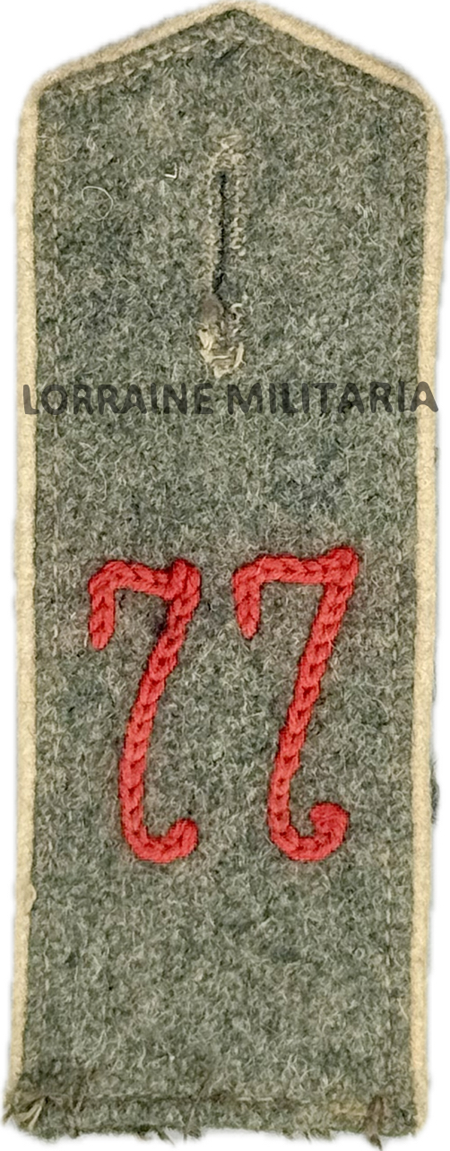 militaria : PATTE D'EPAULE MODELE 1915 DE BLUSE DU 77 IÈME REGIMENT D'INFANTERIE