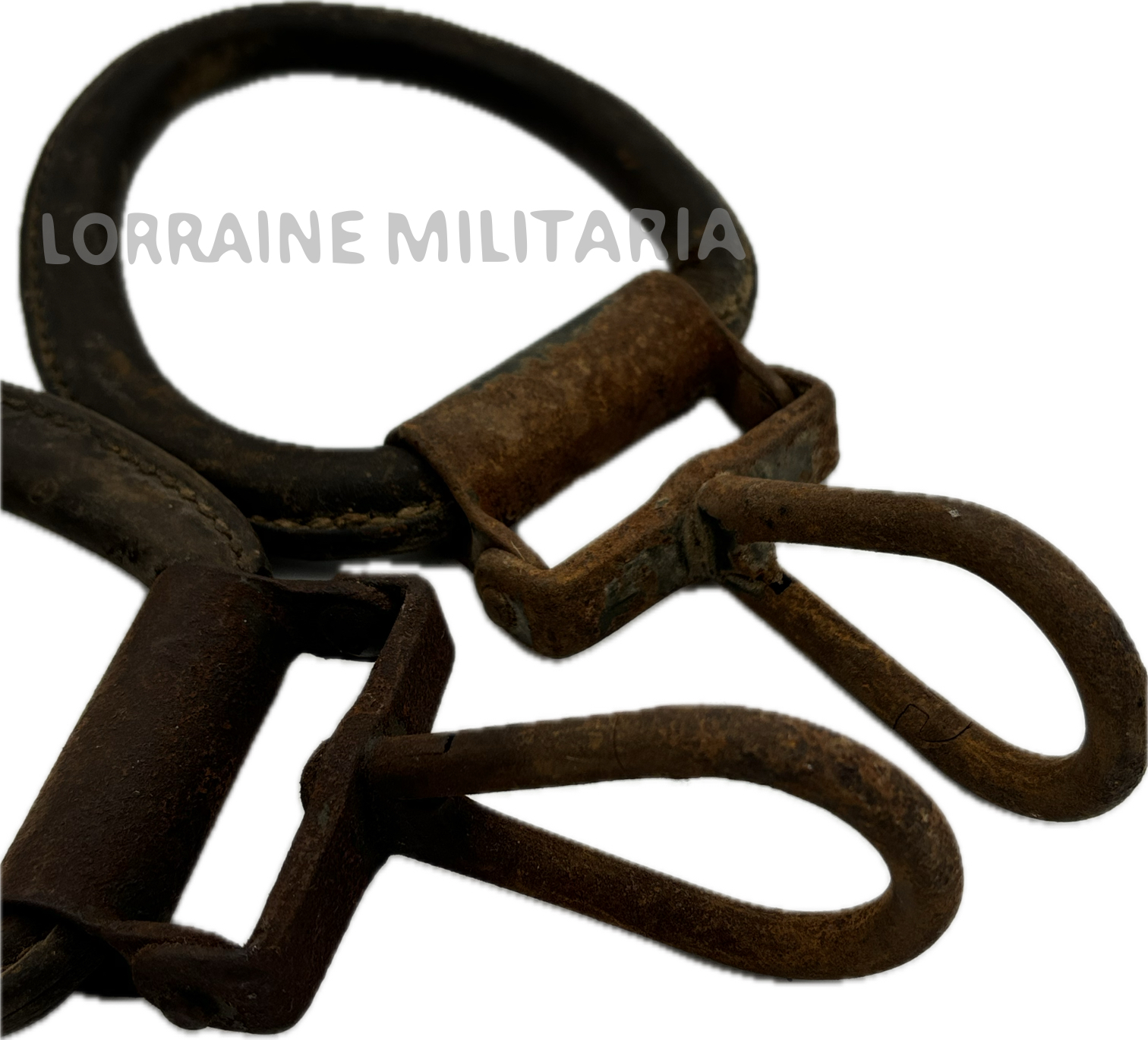 militaria : PAIRE D'ANNEAUX ET MOUSQUETONS SANGLE PORTAGE MITRAILLEUR MG