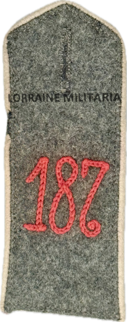 militaria : PATTE D'EPAULE MLE 1915 DE BLUSE DU 187 IÈME REGIMENT D'INFANTERIE