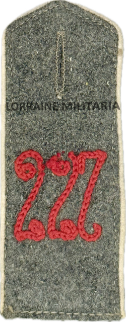 militaria : PATTE D'EPAULE MLE 1915 DE BLUSE DU 227 IÈME REGIMENT D'INFANTERIE DE RESERVE