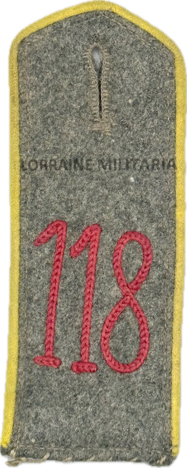 militaria : PATTE D'EPAULE MLE 1915 DE BLUSE DU 118 IÈME REGIMENT D'INFANTERIE HESSE
