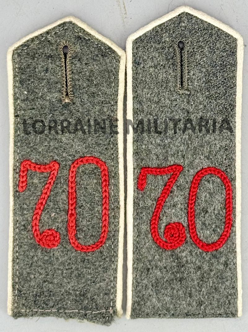 militaria : PAIRE DE PATTES D'EPAULE MODELE 1915 TROUPES DU 70 ÈME RÉGIMENT D'INFANTERIE