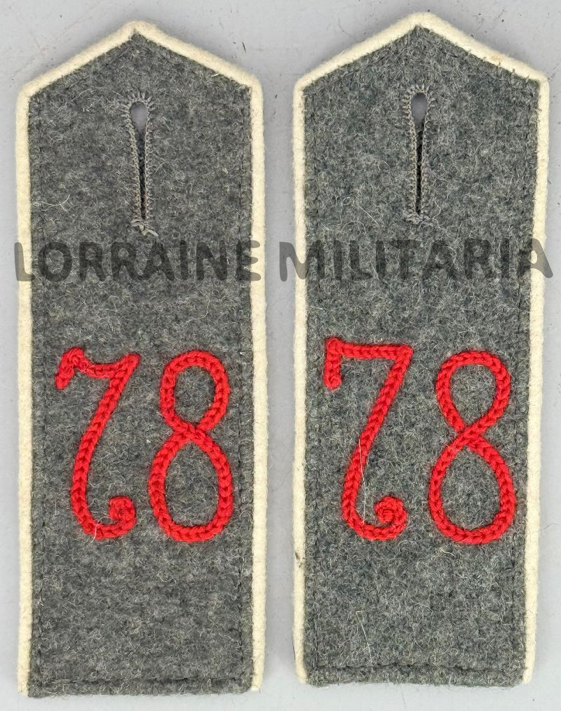 militaria : PAIRE DE PATTES D'EPAULE MODELE 1915 TROUPES DU 78 ÈME RÉGIMENT D'INFANTERIE