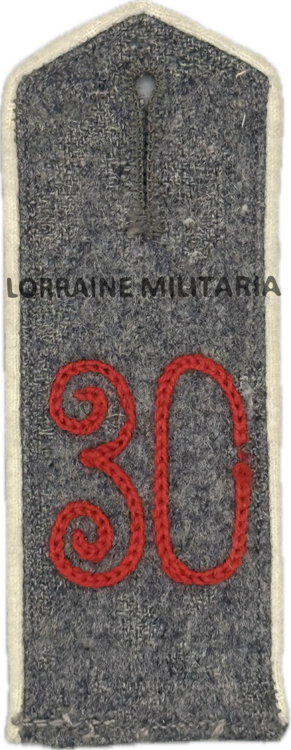 militaria : PATTE D'EPAULE MLE 1915 DE BLUSE DU 30 IÈME REGIMENT D'INFANTERIE