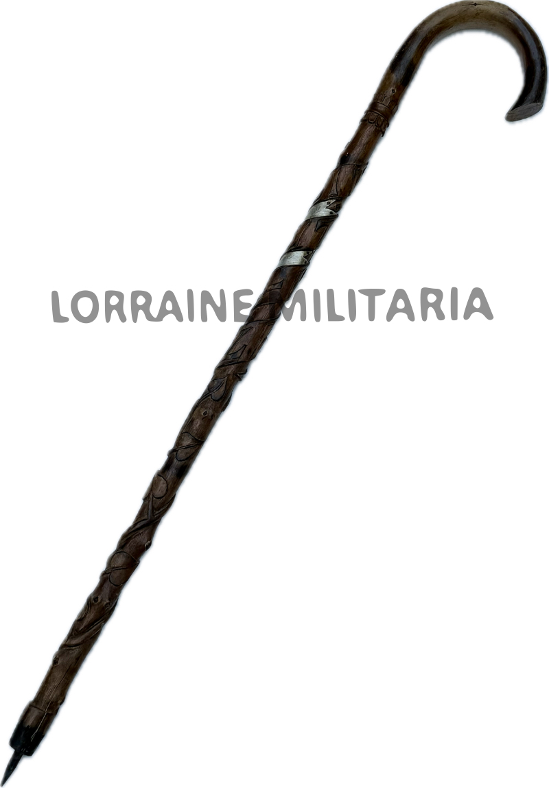militaria : CANNE EN BOIS SCULPTEE SOLDAT ALSACE MITTLACH 1917 NOMINATIVE