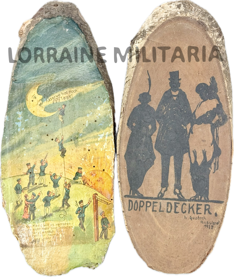 militaria : DEUX TRANCHES D'ARBRE SOUVENIR D'UN SOLDAT ALLEMAND SERVICE MILITAIRE ET COMBAT