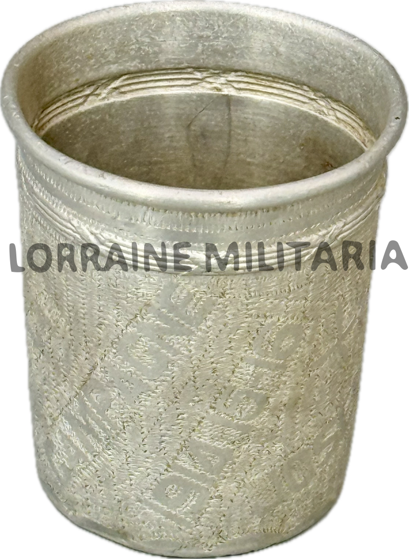 militaria : ARTISANAT FRANÇAIS GOBELET ALUMINIUM GRAVÉ 14/15/16 JOSEPHINE DESGEORGES
