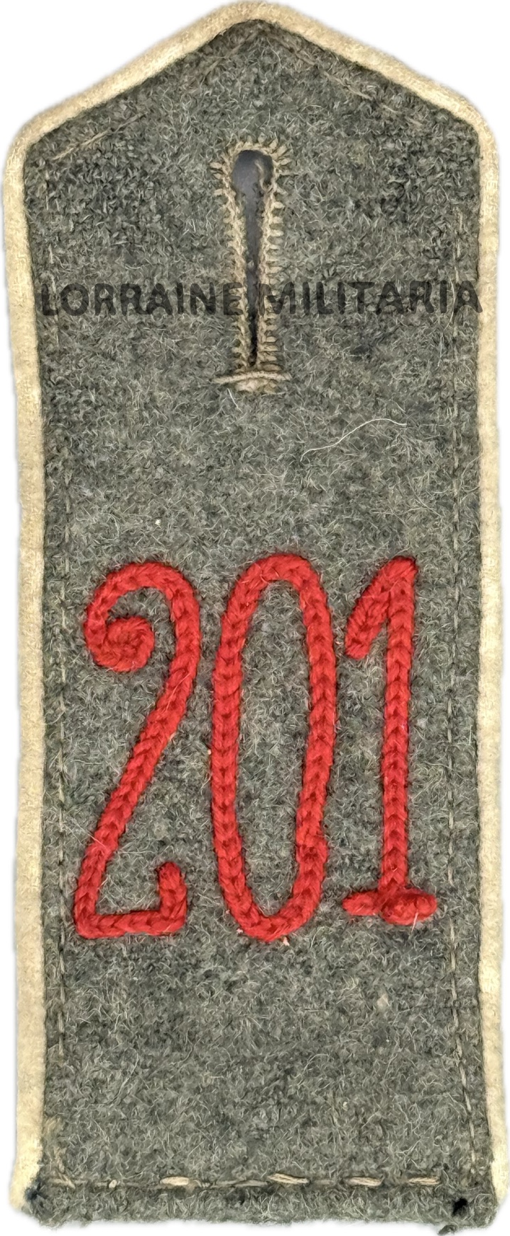 militaria : PATTE D'EPAULE MLE 1915 DE BLUSE DU 201 ÈME REGIMENT D'INFANTERIE DE RÉSERVE