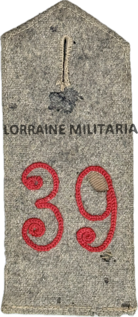 militaria : PATTE D'EPAULE MLE 1914 DU 39 ÈME REGIMENT D'INFANTERIE
