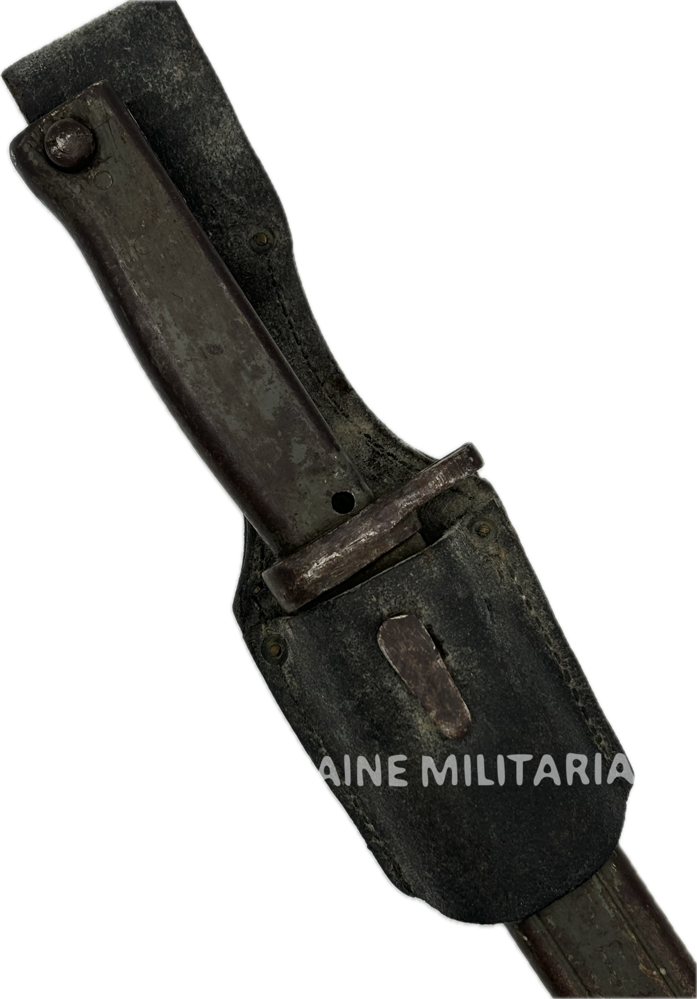 militaria : BAÏONNETTE ERSATZ FELDGRAU AVEC PORTE FOURREAU CUIR