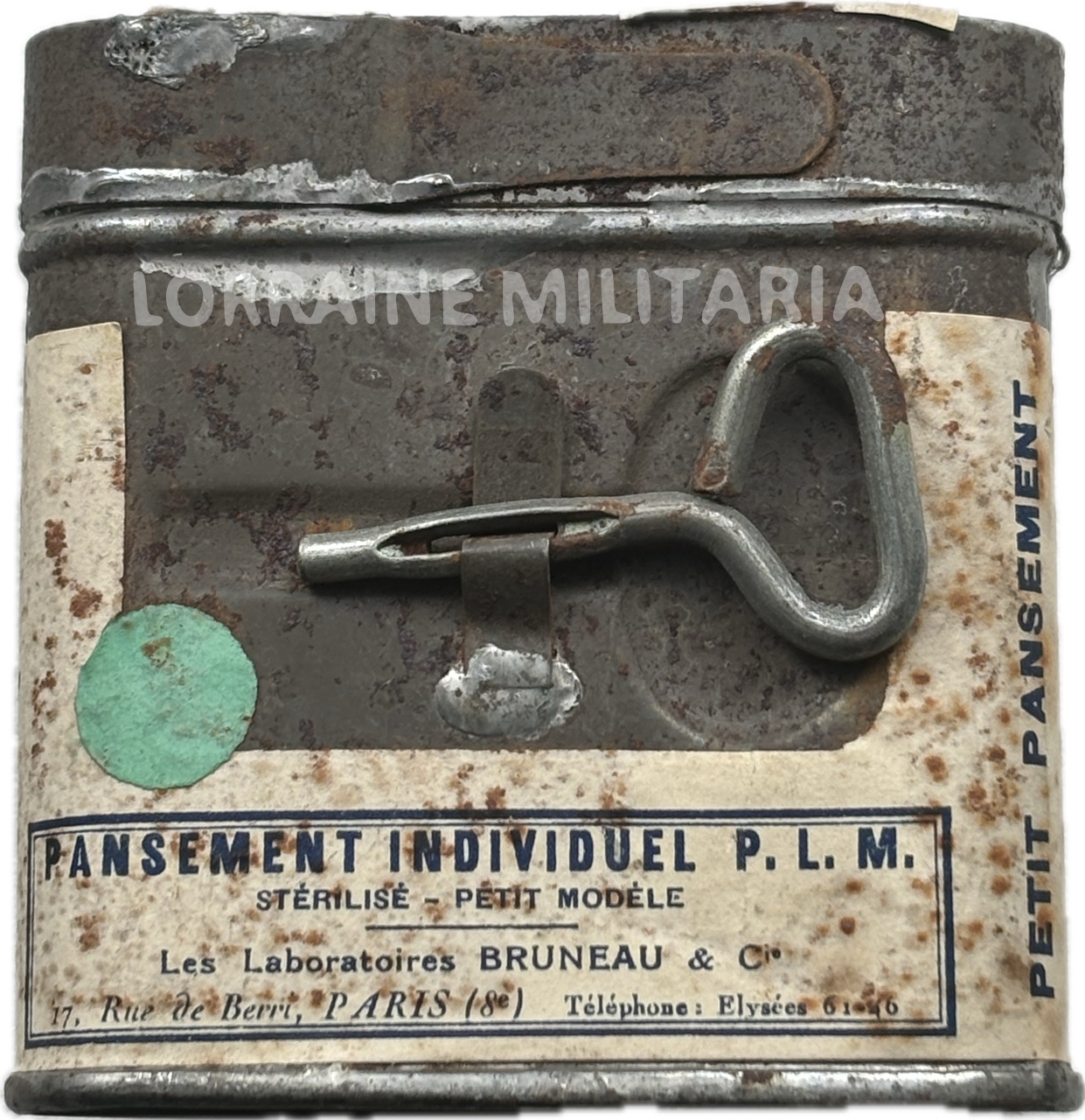 militaria : PANSEMENT INDIVIDUEL PETIT MODELE  BOITE TÔLE DATE 1917