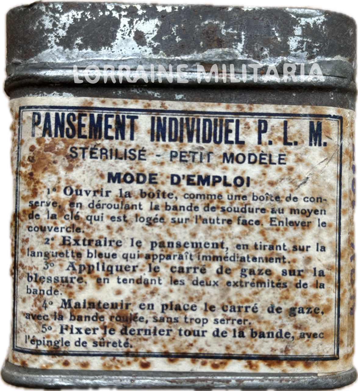 militaria : PANSEMENT INDIVIDUEL PETIT MODELE  BOITE TÔLE DATE 1917