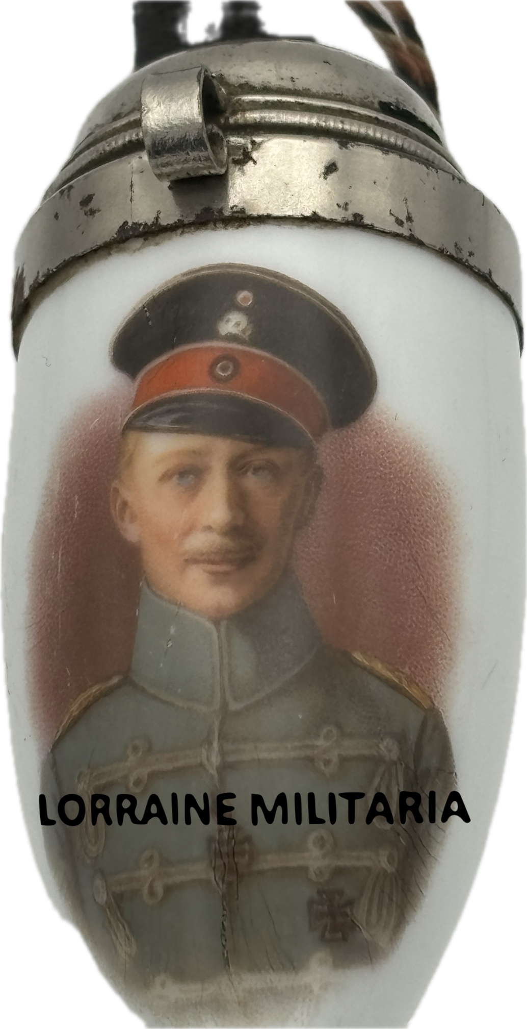 militaria : PIPE PORCELAINE V ème ARMEE KRONPRINZ WILHELM OFFERTE A NOEL 1914