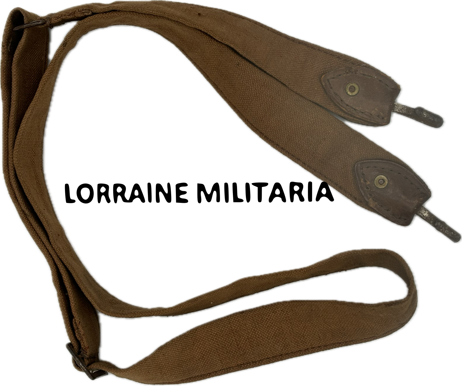 militaria : SANGLE DE SAC A PAIN TOILE CACHOU PRECOCE ENTREE DE GUERRE