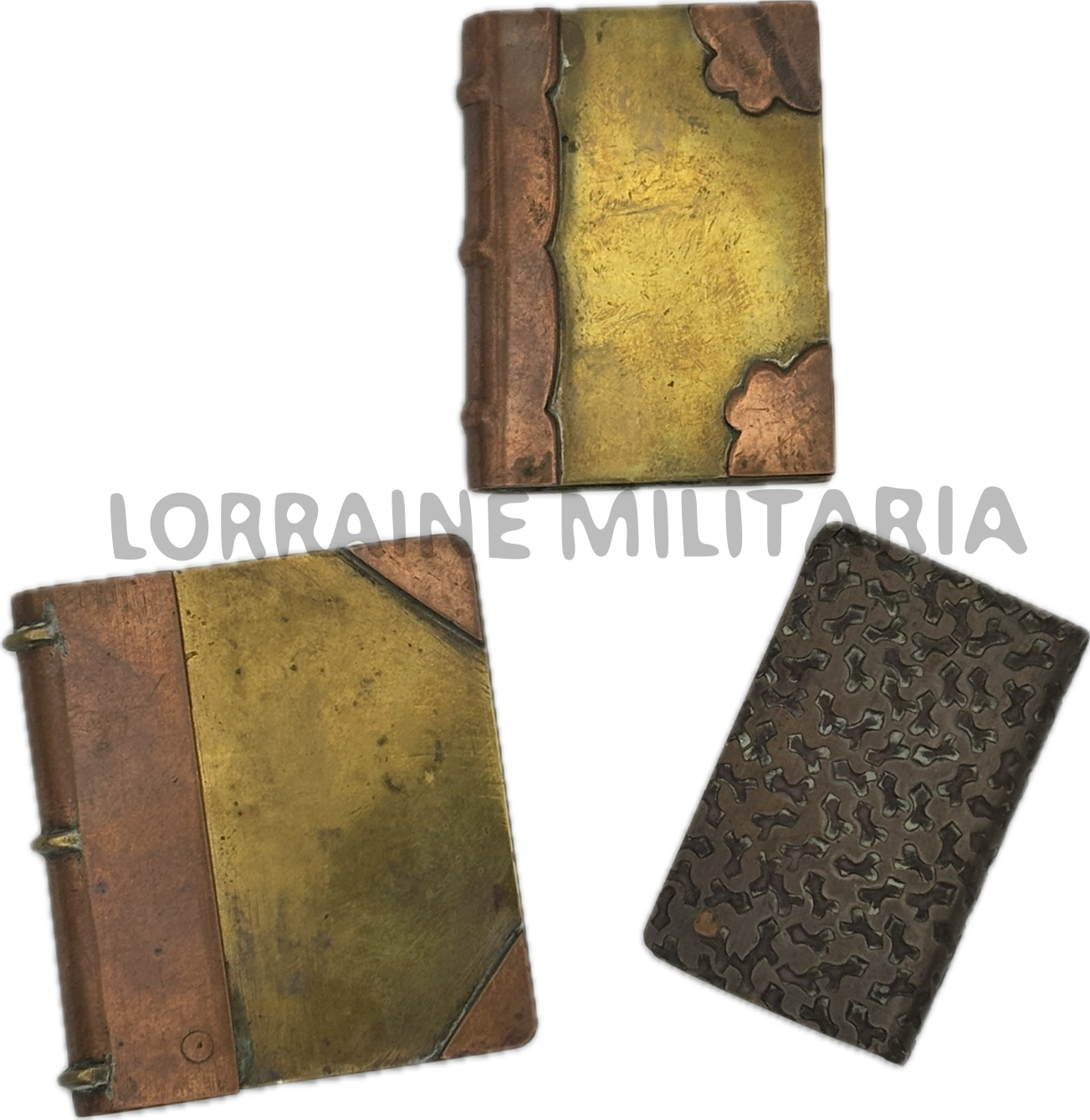 militaria : LOT DE 3 BRIQUETS POILU ARTISANAT DE TRANCHEE FORME LIVRE