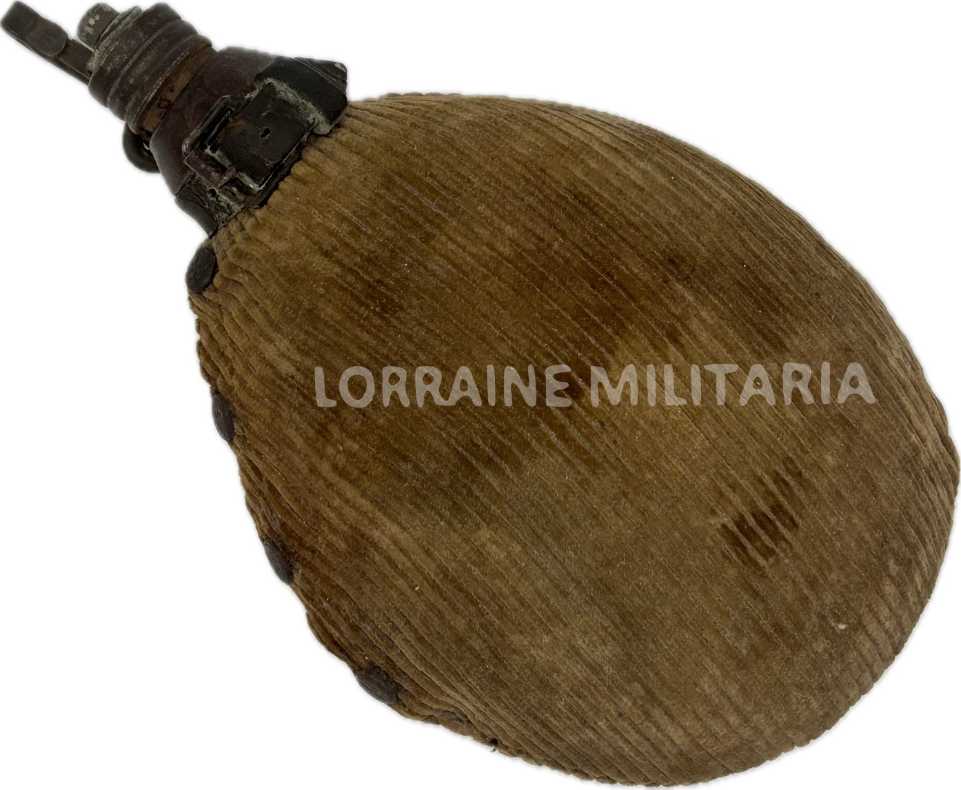 militaria : GOURDE BIDON ERSATZ VELOURS MARRON MODELE 1917