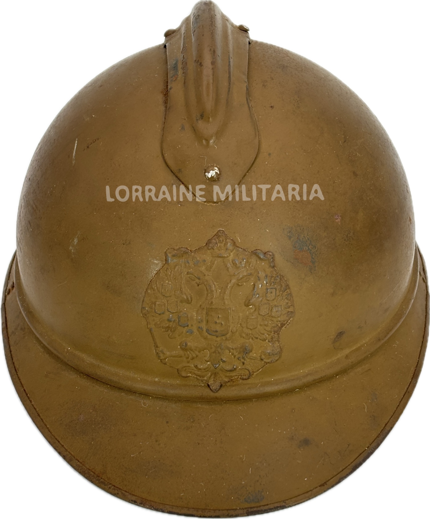 militaria : RARE CASQUE ADRIAN MODELE 1915 MARRON RUSSE NOMINATIF