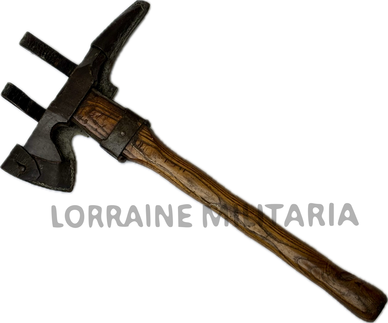 militaria : PIQUE HACHE ALLEMAND BEILPICKE ETUI CUIR DATE 1915