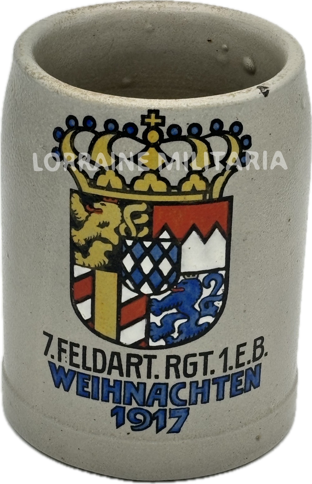 militaria : CHOPE DE BIERE BAVAROISE DU 7 EME REGIMENT D'ARTILLERIE 1917