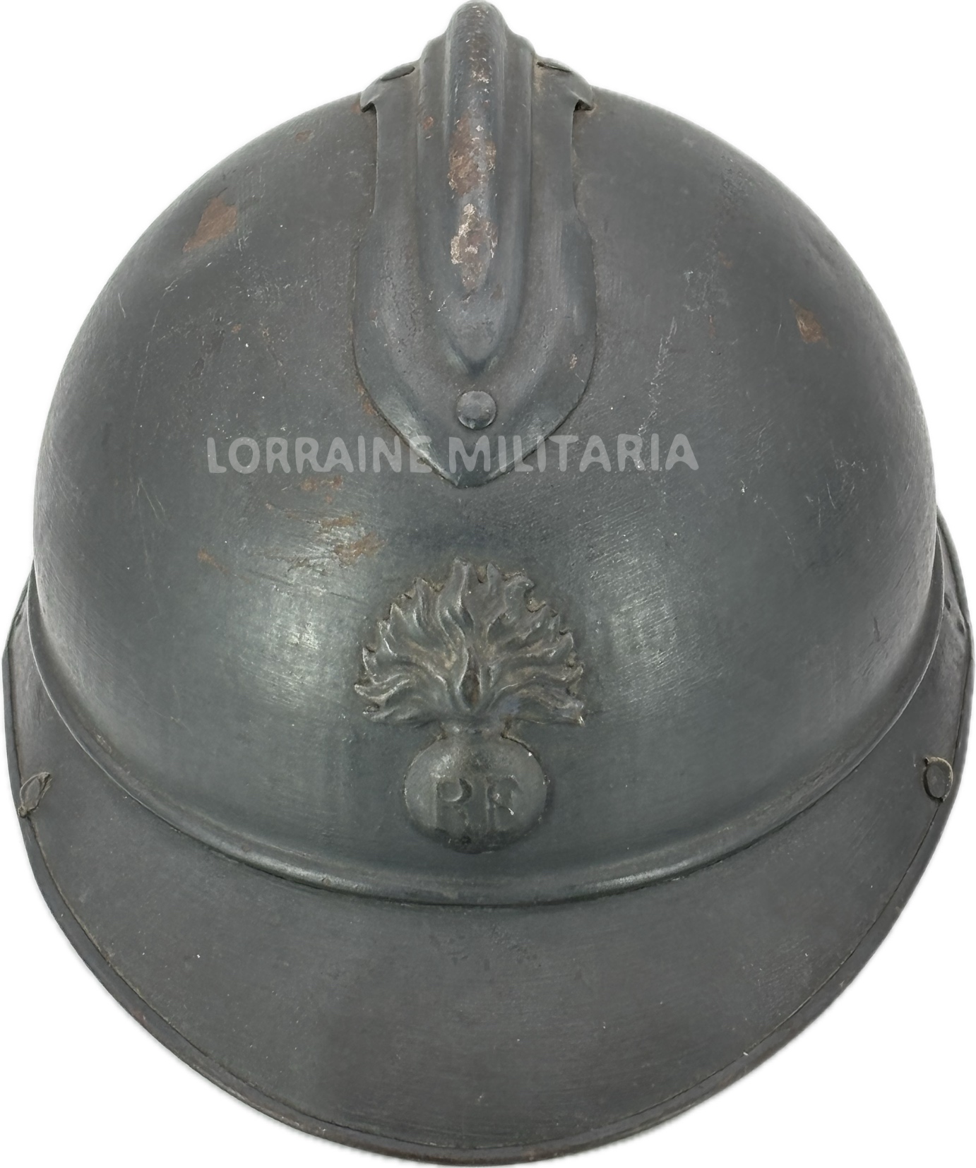 militaria : CASQUE ADRIAN INFANTERIE BLEU HORIZON PEINT GRIS ARTILLERIE PINCEAU