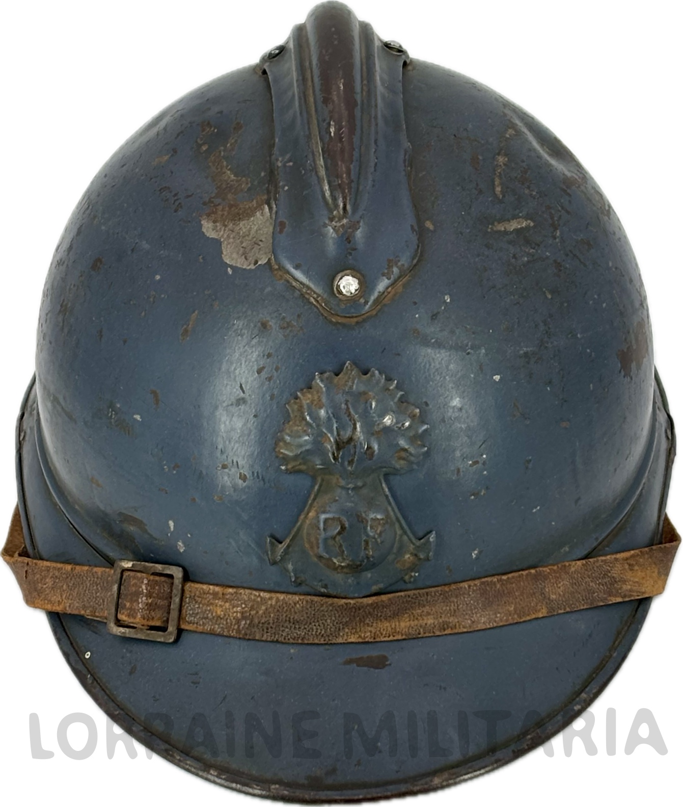 militaria : CASQUE ADRIAN DE L'INFANTERIE COLONIALE BLEU HORIZON DEBUT 1915