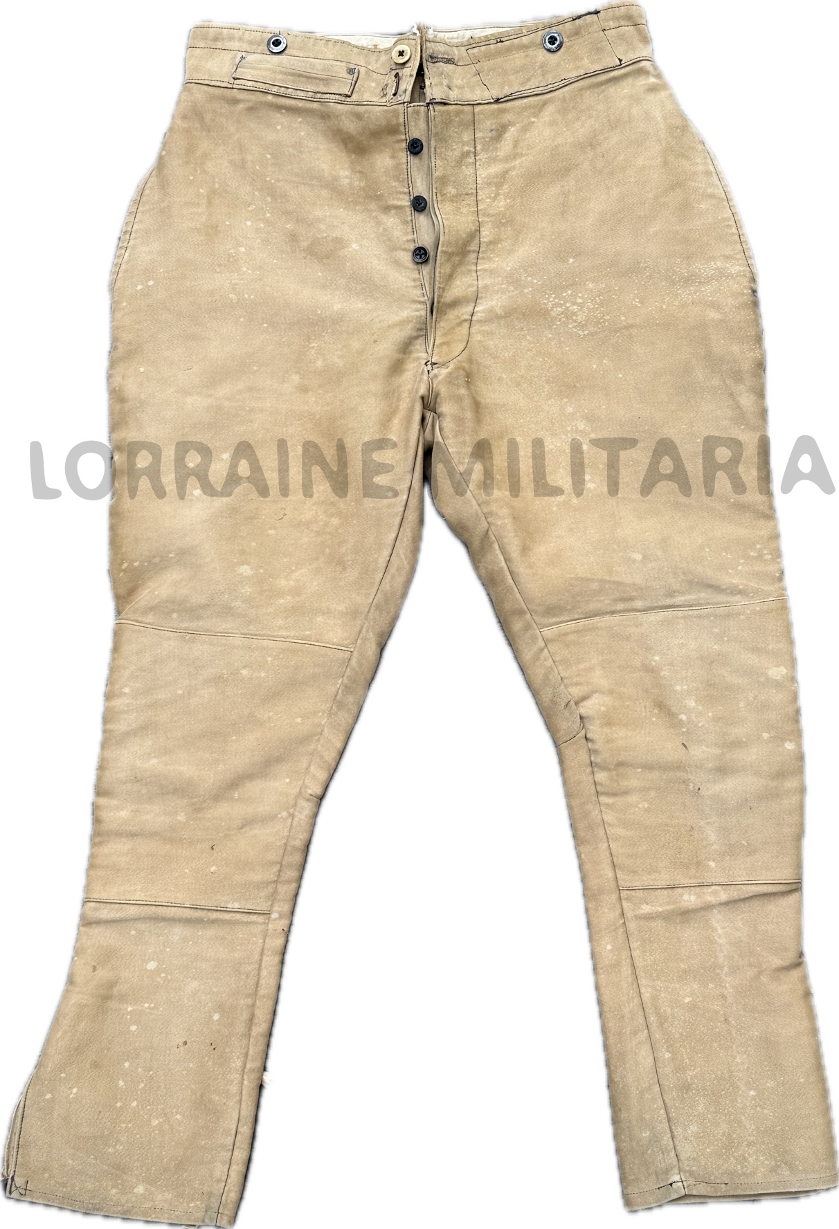 militaria : PANTALON CULOTTE TROUPE MOLESKINE BEIGE 17ème REGIMENT D'INFANTERIE DATÉ 1915