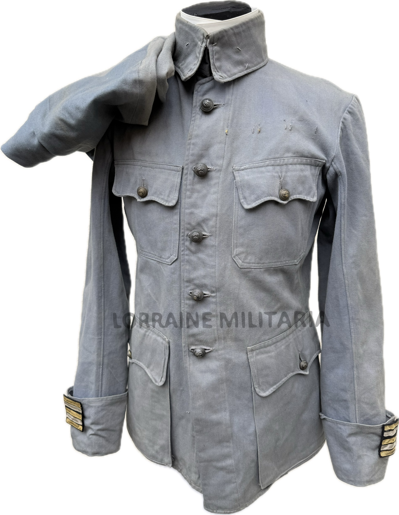 militaria : TENUE FRANÇAISE D'UN LIEUTENANT-COLONEL CONFECTIONNÉ EN TOILE BLEU HORIZON