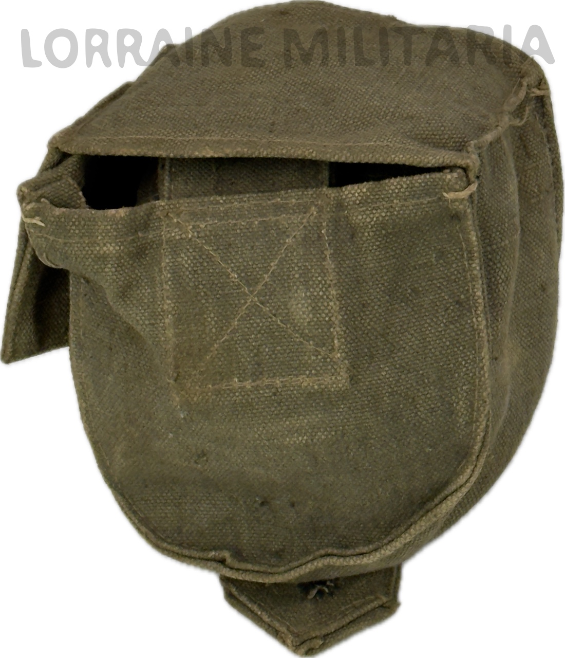 militaria : ETUI TOILE ALLEMAND PORTE CARTOUCHE DE RECHANGE POUR MASQUE A GAZ NEUF