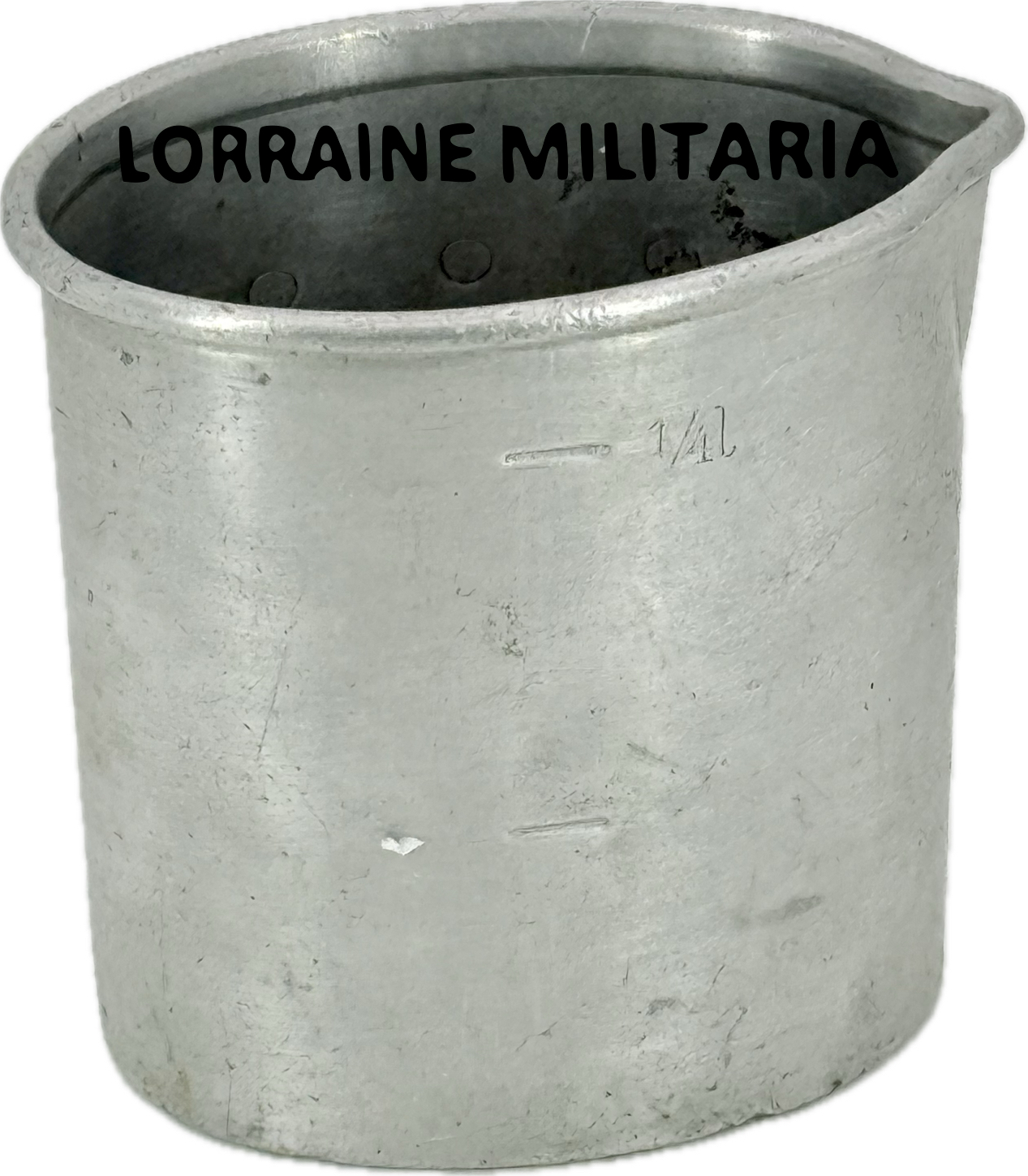 militaria : QUART REGLEMENTAIRE  ALLEMAND EN ALUMINIUM MARQUE DU FABRICANT ET DATE 1914