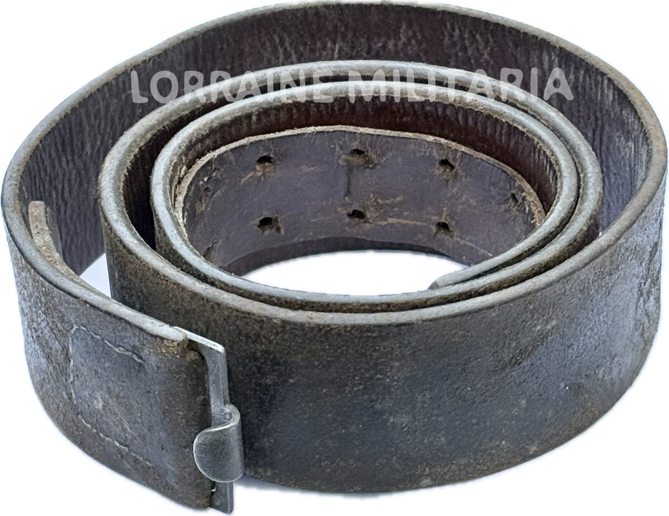 militaria : CUIR DE CEINTURON ALLEMAND TROUPE MODELE 1915 ATTACHE FER