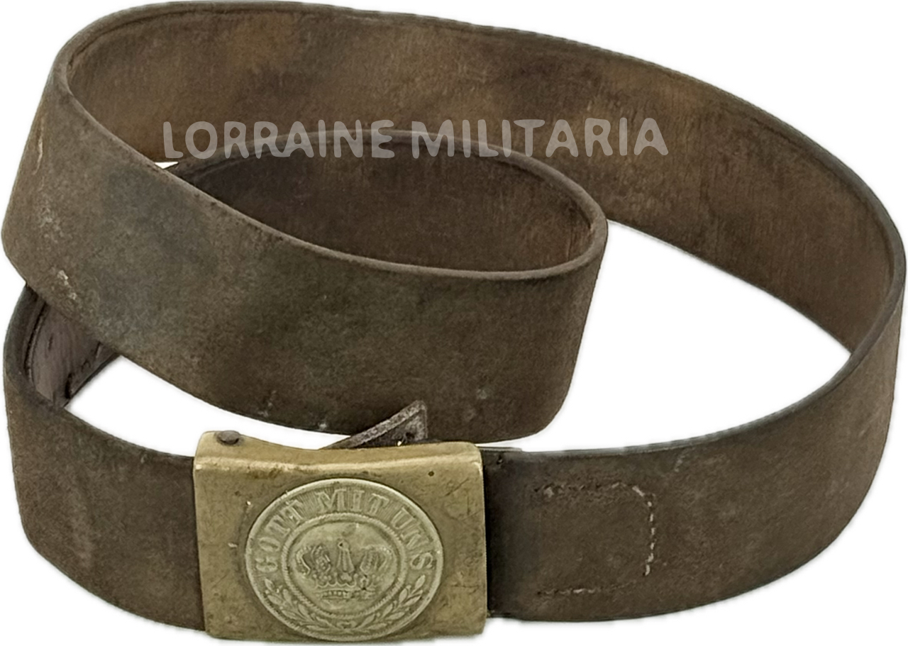 militaria : CEINTURON ALLEMAND TROUPE MLE 95 PRUSSE CUIR RETOURNE 1914