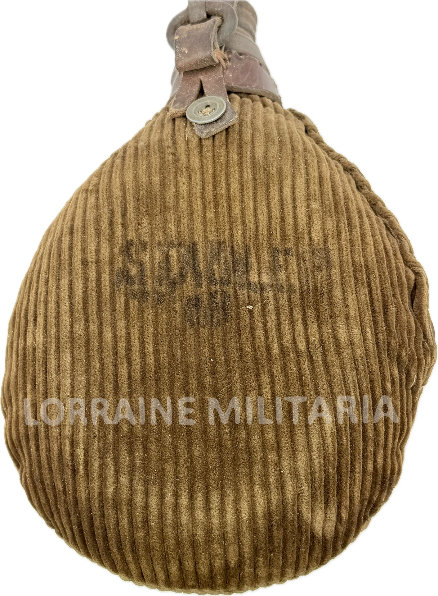 militaria : GOURDE TROUPE ALLEMANDE MODELE 1917 VELOURS MARRON