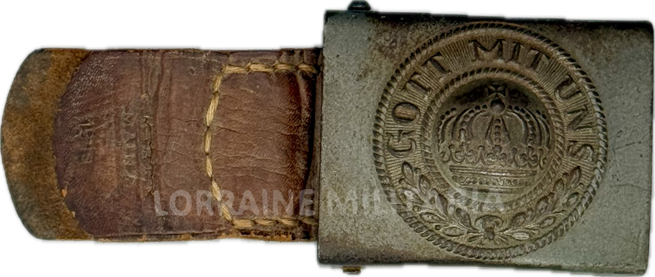 militaria : BOUCLE DE CEINTURON TROUPE PRUSSE FER FELDGRAU DATEE 1915 DU IR 87