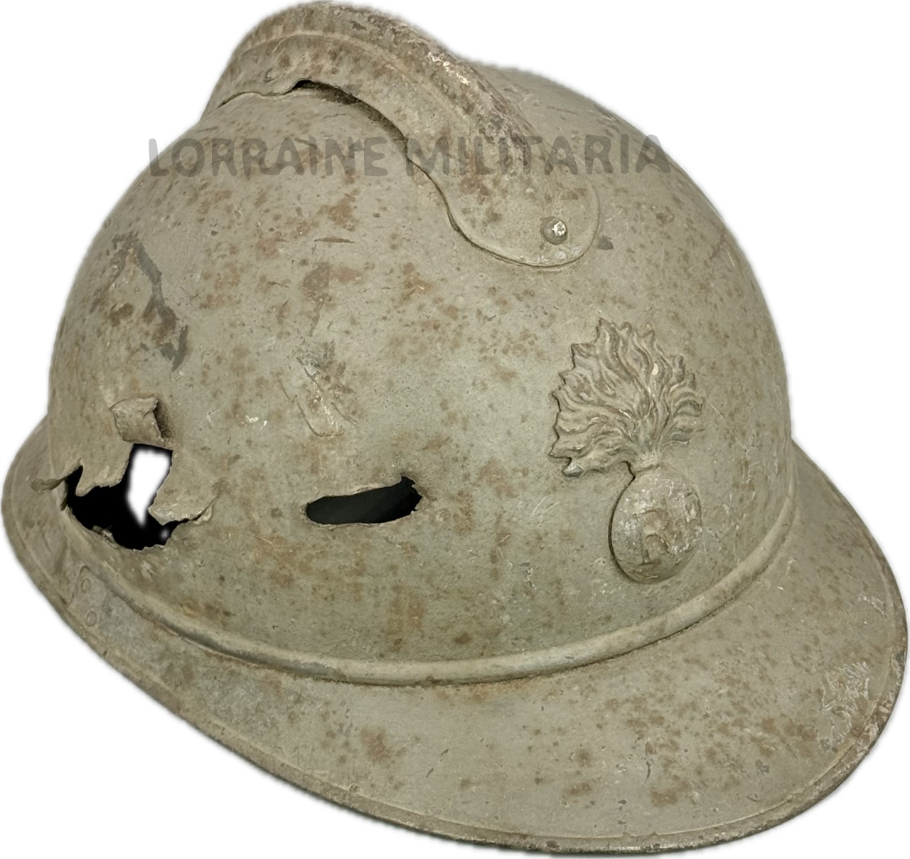 militaria : CASQUE ADRIAN INFANTERIE BLEU HORIZON IMPACTS ECLATS D'OBUS