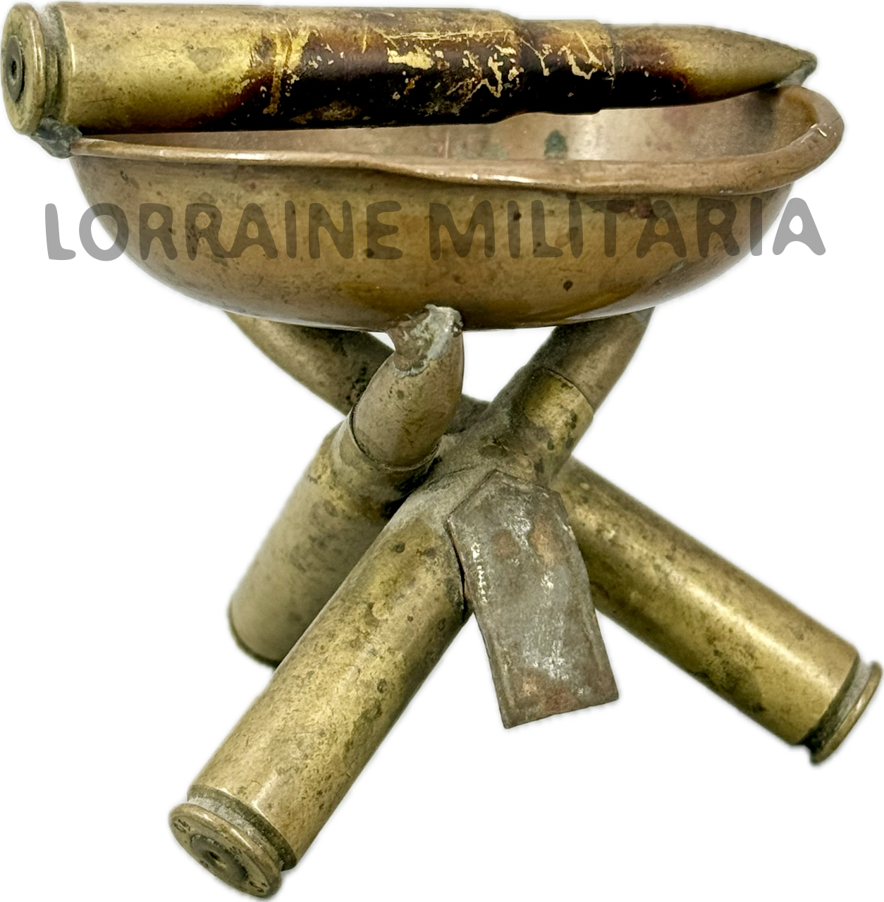 militaria : ARTISANAT DE TRANCHEE ALLEMAND CENDRIER EN LAITON