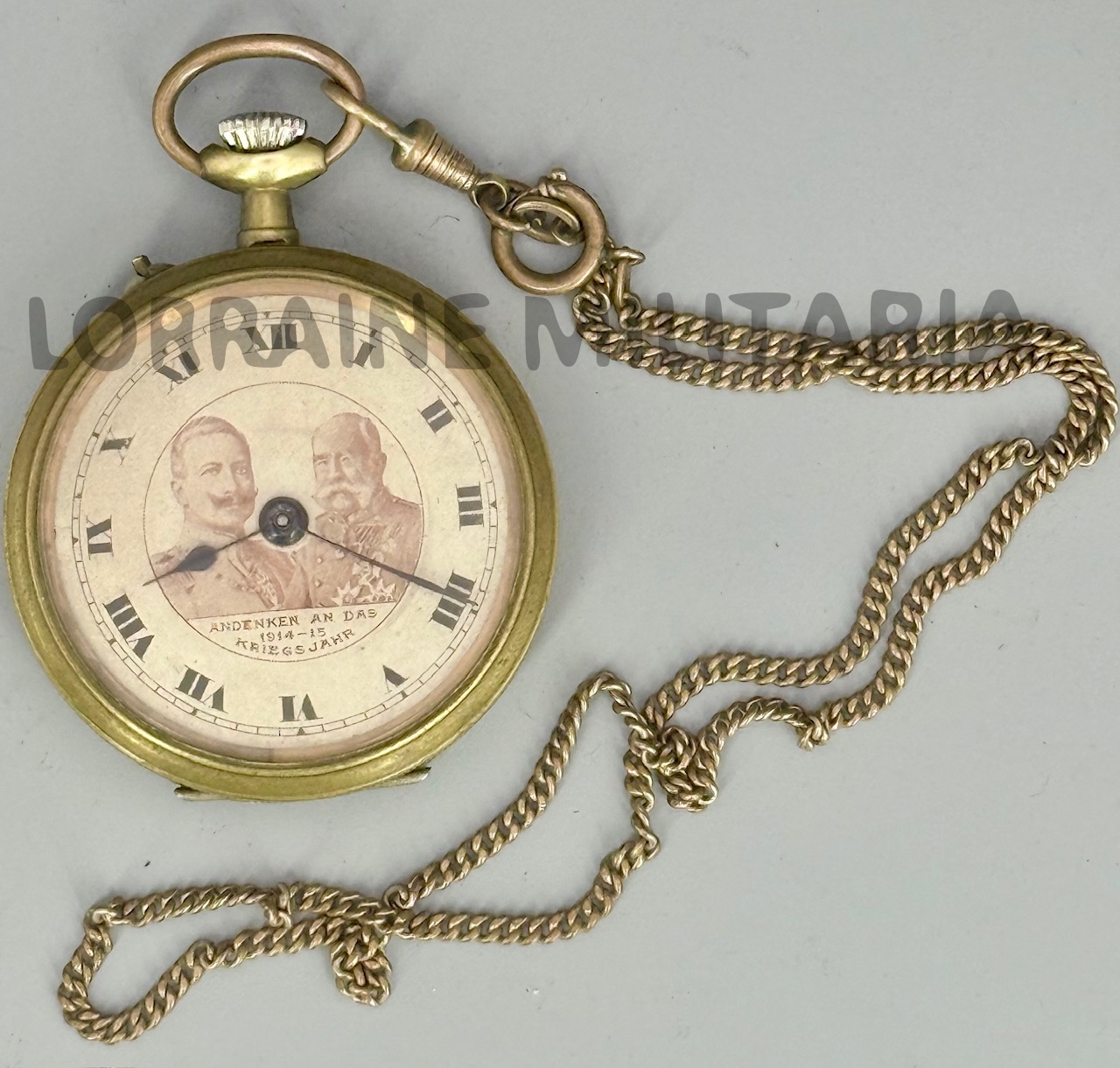militaria : MONTRE A GOUSSET ALLEMANDE KAISER WILHELM II ET FRANÇOIS JOSEPH 1er 1914/1915
