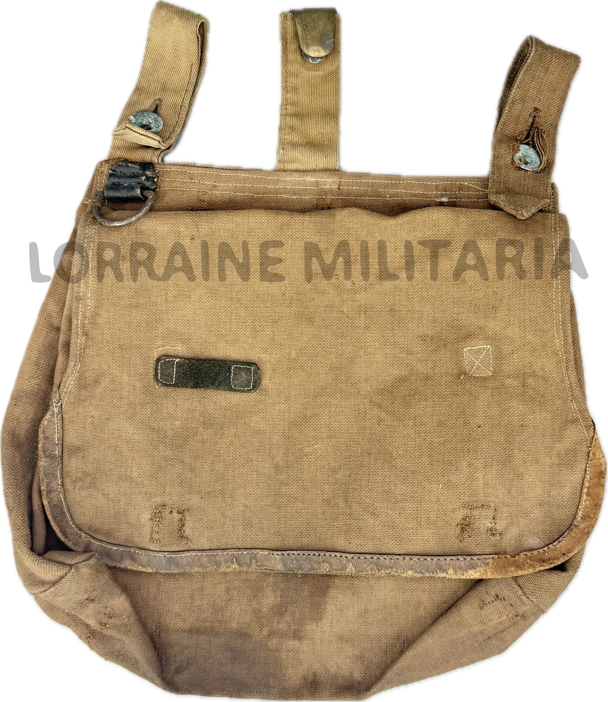 militaria : MUSETTE TROUPE BROTBEUTEL TOILE CACHOU 132 ème REGIMENT D'INFANTERIE 1906
