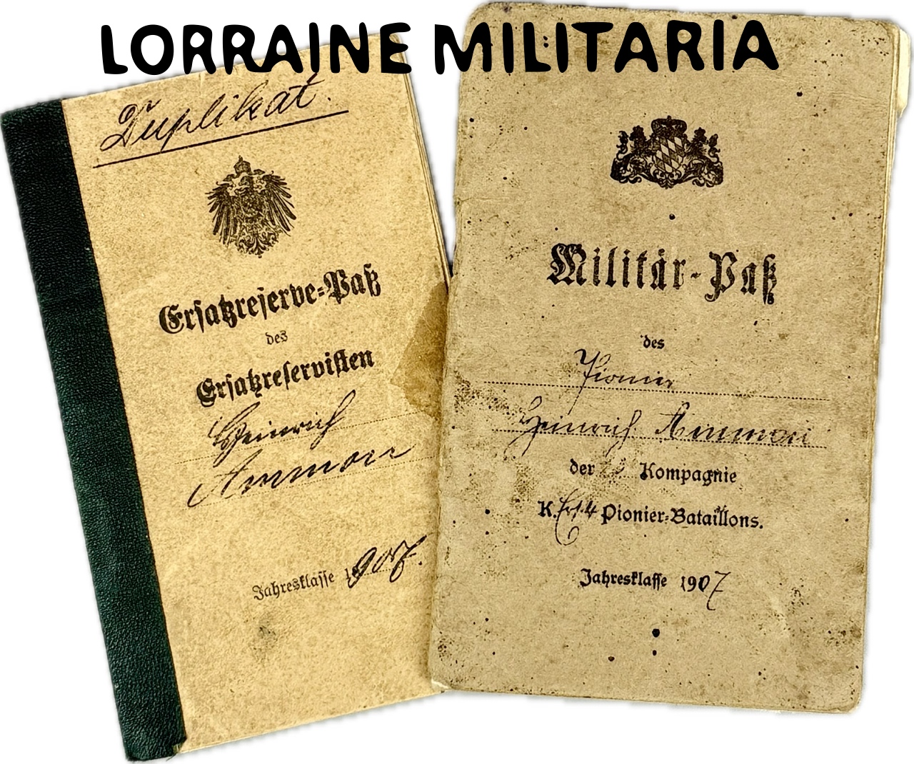 militaria : LOT DE 2 LIVRETS MILITAIRES D'UN PIONNIER LA BASSEE ARRAS LORRAINE SOMME