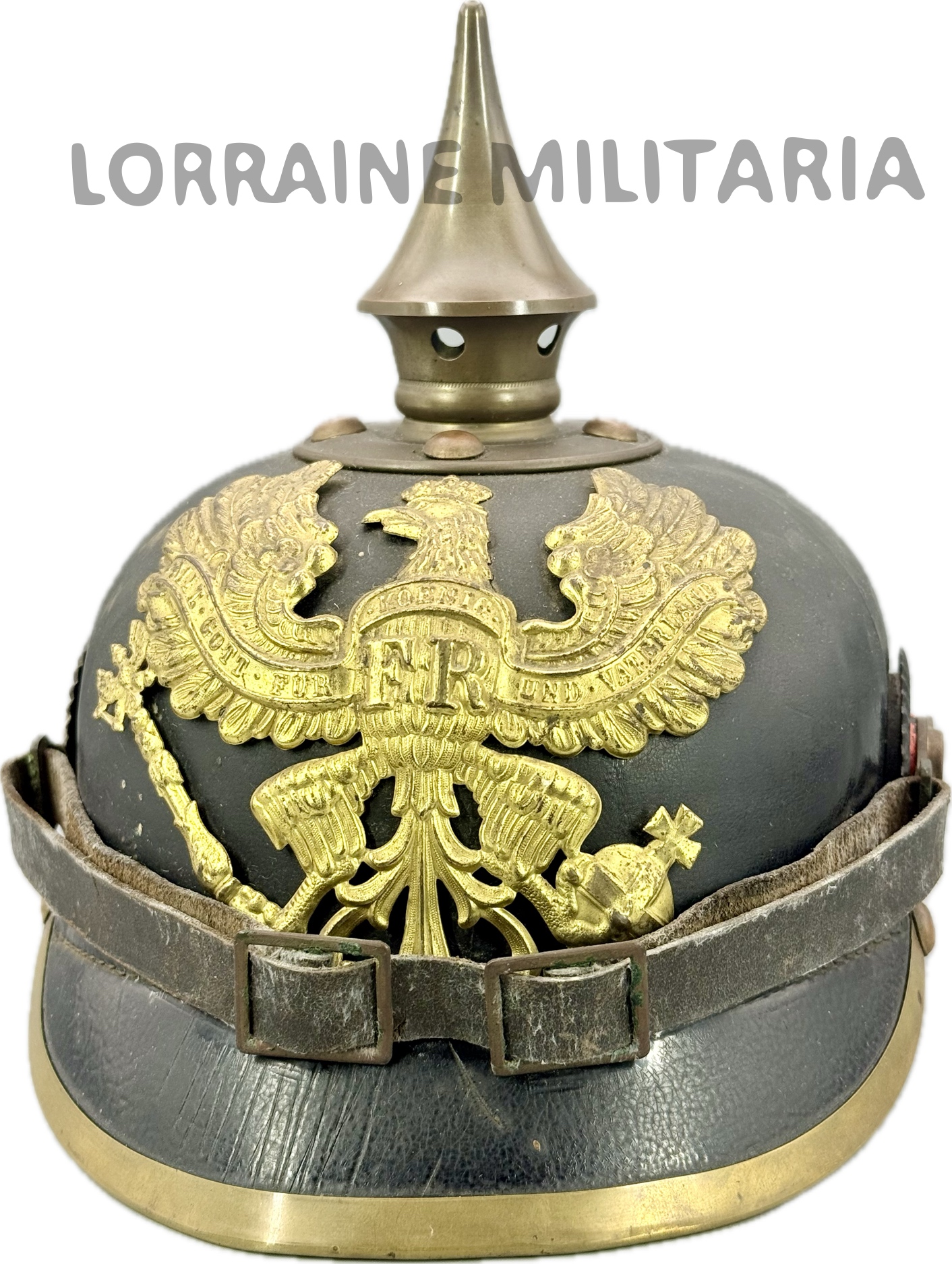 militaria : CASQUE A POINTE ALLEMAND TROUPE PRUSSE MODELE 1895 DU 174 IR STRASBOURG FORBACH