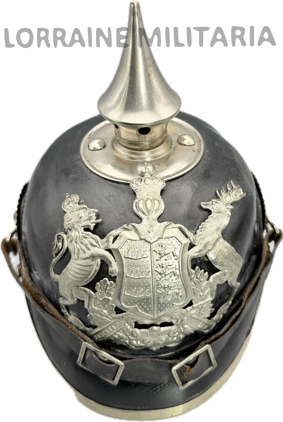 militaria : CASQUE A POINTE ALLEMAND TROUPE WURTEMBERG MLE 1895 PIONNIER PB 13