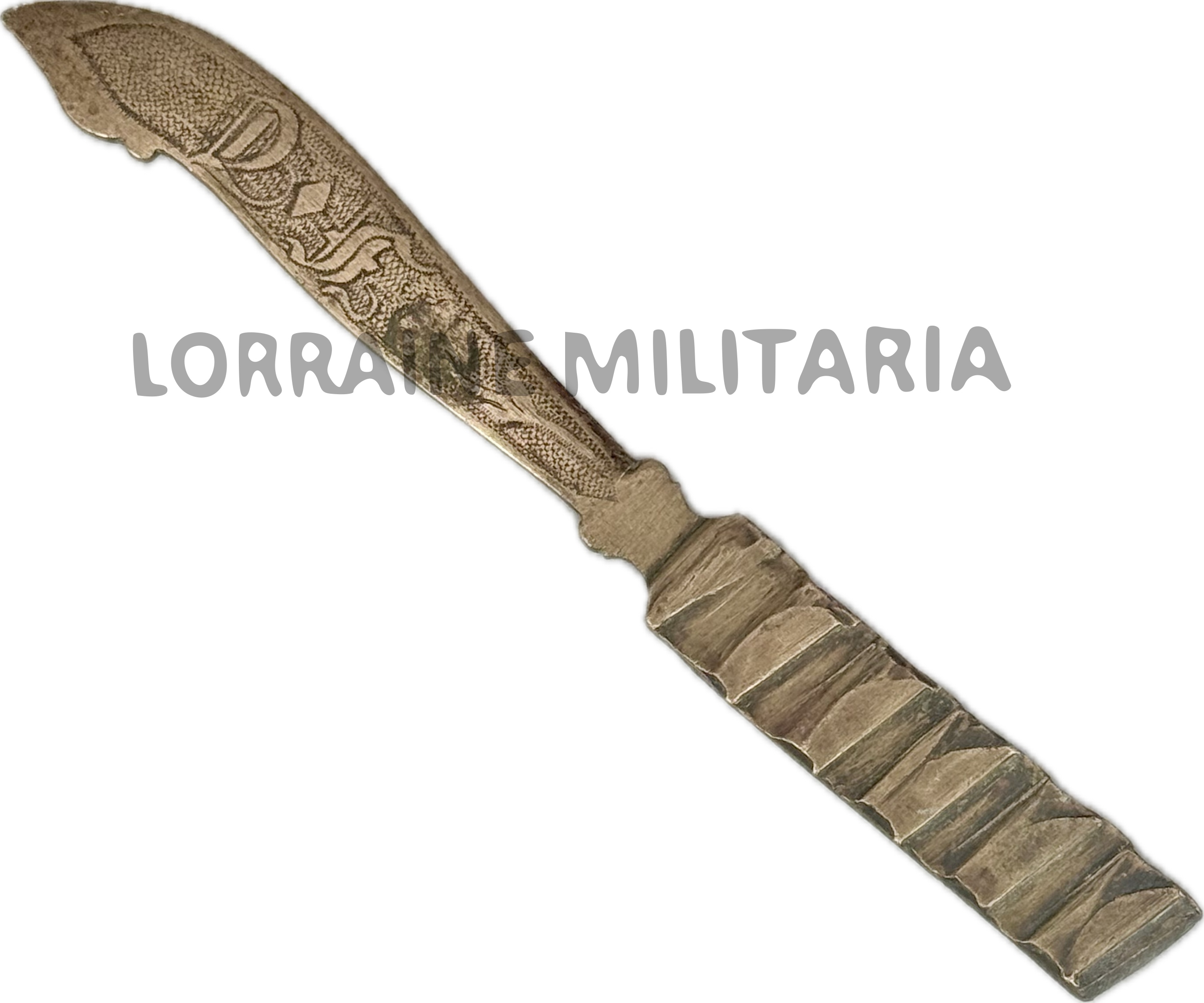 militaria : COUPE PAPIER ARTISANAT FRANÇAIS GRAVÉ INITIALES VERDUN 1916