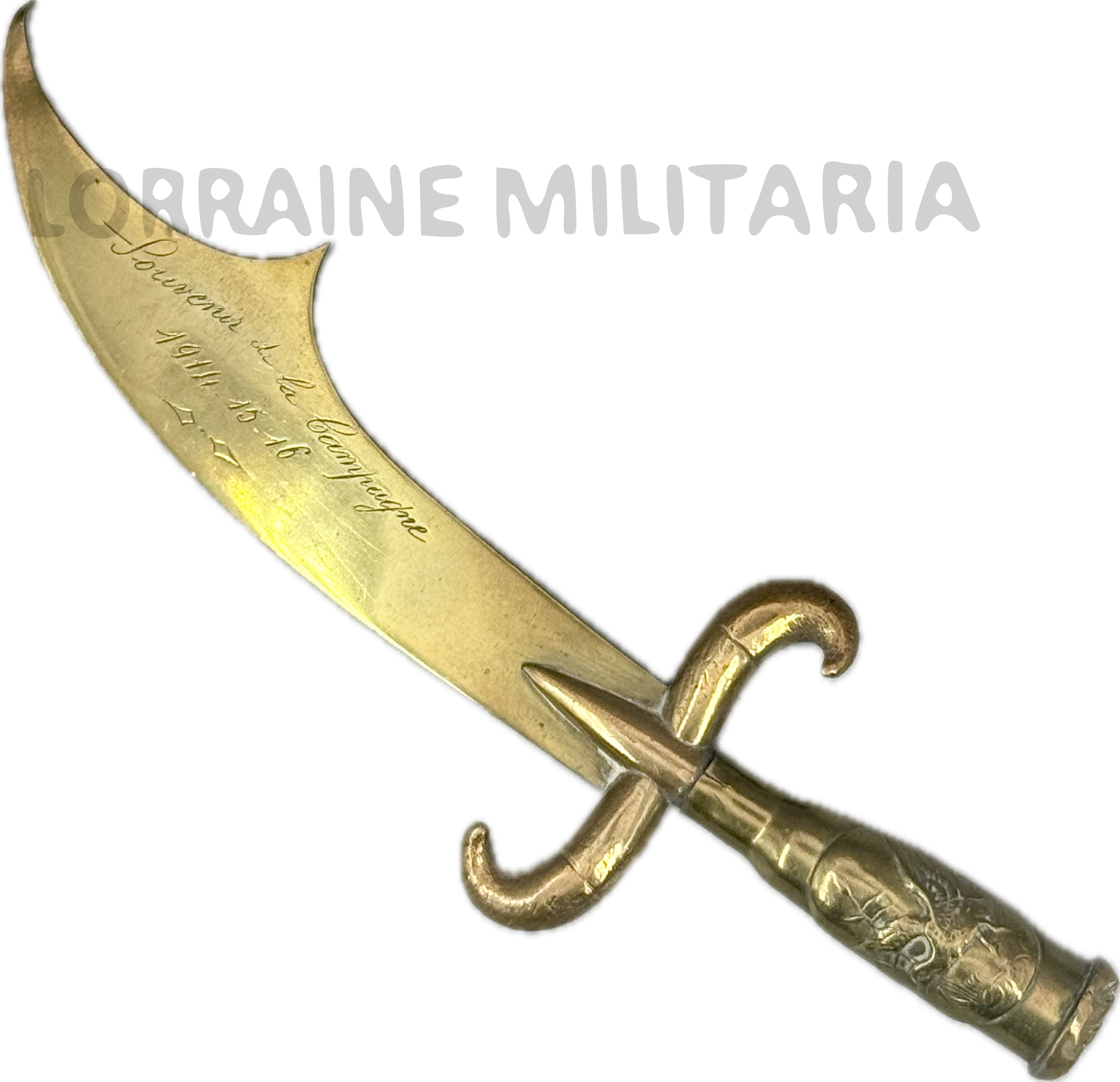 militaria : COUPE PAPIER ARTISANAT FRANÇAIS GRAVÉ SOUVENIR DE LA CAMPAGNE 1914/15/16