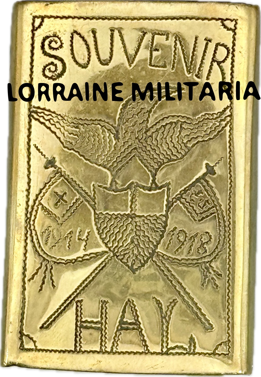 militaria : ETUI LAITON ARTISANAT PROTEGE BOITE ALLUMETTES SOUVENIR 1914/1918